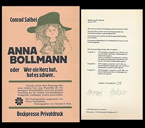 Bild des Verkufers fr Anna Bollmann oder Wer ein Herz hat, hat es schwer. Mit Psychographien ausgestattet von Dieter Huthmacher. Herausgegeben von Herman R. Beck. [Vorzugsausgabe.] zum Verkauf von Antiquariat Lenzen