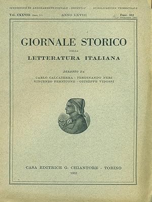 Giornale storico della letteratura italiana Fasc. 381 Vol. CXXVIII