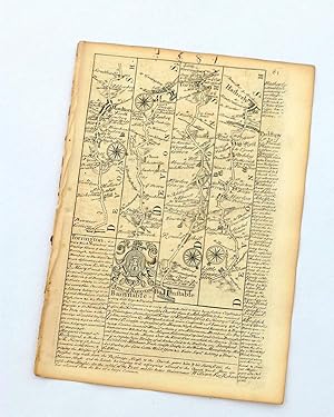 Image du vendeur pour SOUTH MOLTON via BARNSTABLE and TORRINGTON to HATHERLEIGH - Antique Road Strip Map, Owen & Bowen,1753. mis en vente par End of The World Maps.