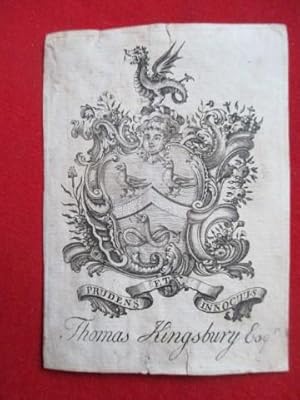 Armorial Bookplate of Thomas Kingsbury Esqr