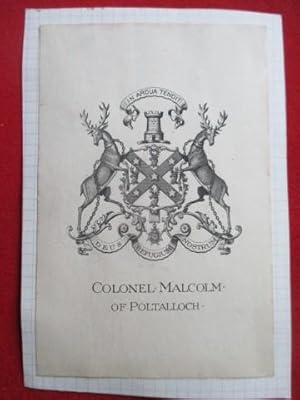 Scottish Armorial Bookplate of Colonel Malcolm of Portalloch