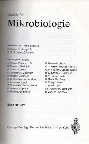 Archiv für Mikrobiologie Band 80 und Band 81,Jahr 1971 (1 Band)