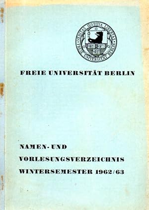 Namen- und Vorlesungsverzeichnis Wintersemester 1962/63