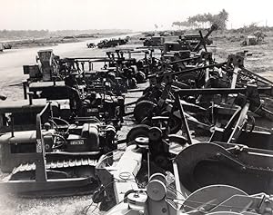 Indonesia Morotai RAAF Vehicles waiting shipping to Australia Press Photo 1945