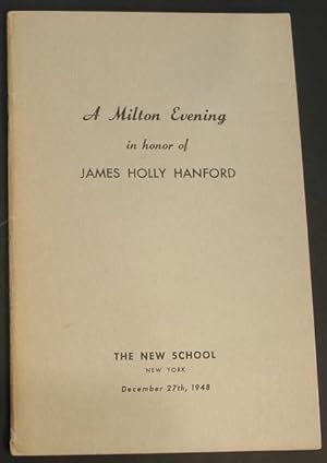 Seller image for A Milton Evening in Honor of James Holly Hanford for sale by Oddfellow's Fine Books and Collectables