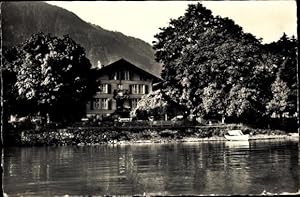 Bild des Verkufers fr Ansichtskarte / Postkarte Bnigen Kt. Bern Schweiz, Pension Chalet du Lao, Uferpartie zum Verkauf von akpool GmbH