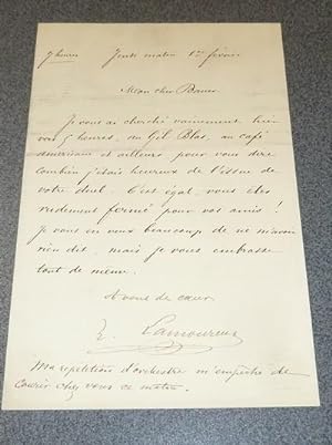 Lettre manuscrite autographe signée de Charles Lamoureux