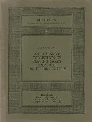 Sotheby catalogue. An Extensive Collection of Playing Cards from the 17th to 20th Century