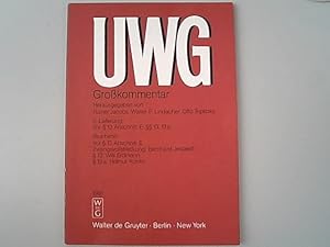 Seller image for UWG Grosskommentar zum Gesetz gegen den unlauteren Wettbewerb mit Nebengesetzen. 2. Lieferung, Vor  13 Abschnitt E,  13, 13 a. for sale by Antiquariat Bookfarm