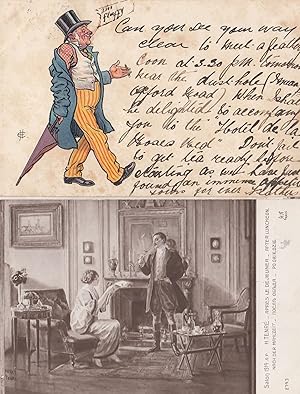 Image du vendeur pour Smoking After Dinner Smoke at Party Invite 1904 2x Old Postcard s mis en vente par Postcard Finder