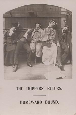 Ramblers Return Tired Walking Trippers Antique Real Photo Comic Humour Postcard