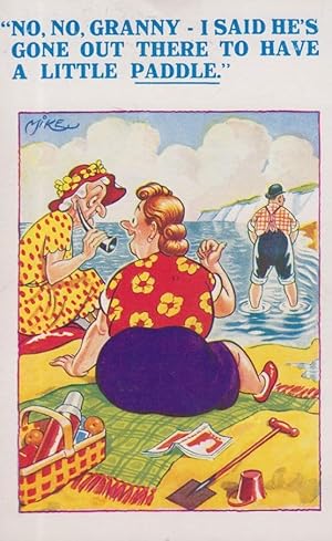 Seller image for Elderly Man Urinating In The Sea Toilet Humour Old Comic Postcard for sale by Postcard Finder