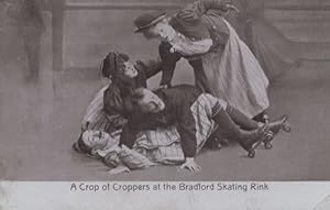 Bradford Skating Rink Fallen Over Disaster Antique Real Photo Comic Postcard