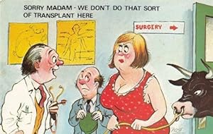 Plastic Surgery Face Transplant With A Cow Doctor Comic Humour Postcard