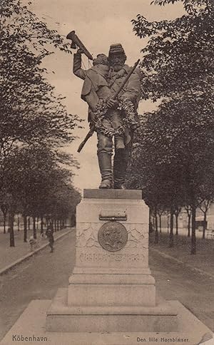Denmark Copenhagen Hornblower Statue Boy Bugle Real Photo Old Postcard