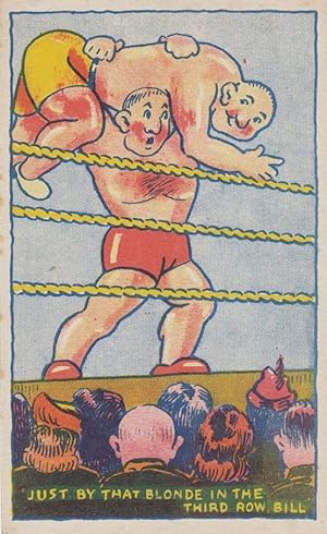 Vintage Wrestling Throw Me To The Woman Antique Wrestler Old Postcard