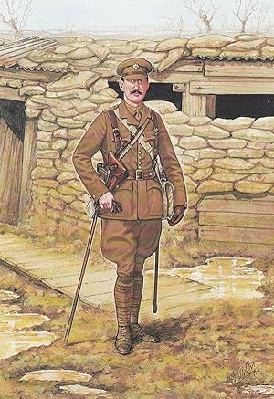Officer 1915 WW1 Irish Guard in France Military Uniform Painting Postcard