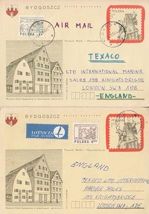 Polish 1980s Child Writes To Texaco Petrol Garage 2x Poland Postcard s