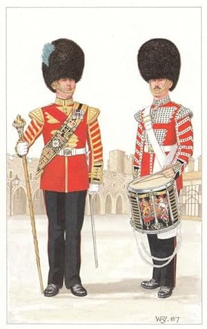 Ceremonial Drum Major Irish Guard Military Postcard