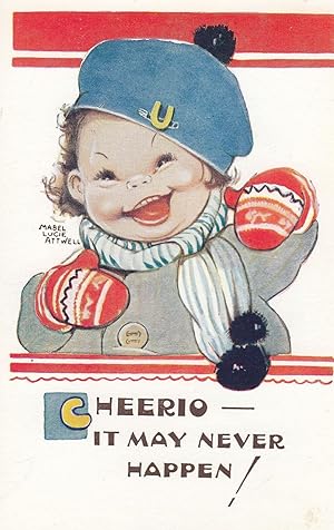 Mabel Lucie Attwell Cheerio It Might Never Happen Cute Old Postcard