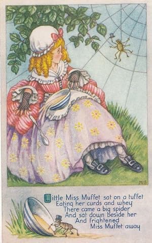 Little Miss Muffet 1970s Nursery Rhyme Postcard