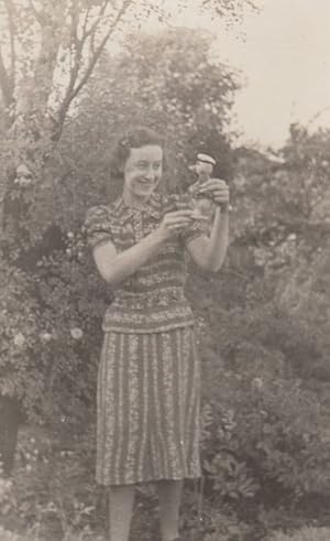 Toy Sailor Doll With Girl Antique Real Photo Postcard