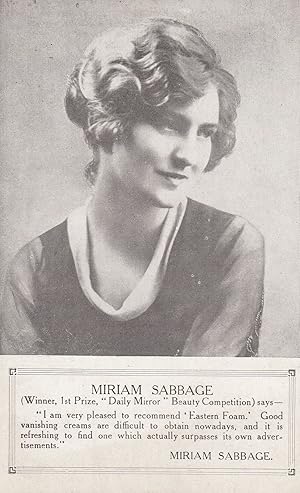 Miriam Sabbage Actress Antique Beauty Advertising Cream Postcard
