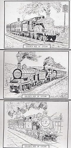 GER Southend Railway 3x Artist Drawing Train Postcard s