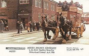 Mersey Railway Centenary Horse Bus at Station 1986 Postcard