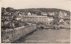 Harbour Wall Mousehole Real Photo Old WW2 Cornwall Postcard