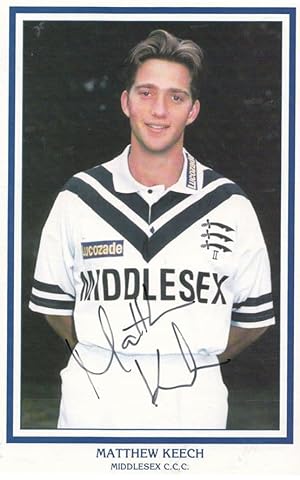 Matthew Keech Middlesex Cricketer Cricket Hand Signed Card Photo