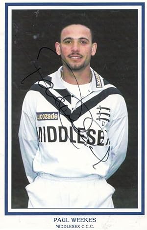 Paul Weekes Middlesex Cricketer Cricket Hand Signed Card Photo