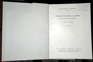 Bild des Verkufers fr Canzoni per sonar a quattro fr beliebige Instrumente mit Generalba ad. lib. Hrsg. von Alfred Einstein zum Verkauf von Paul van Kuik Antiquarian Music