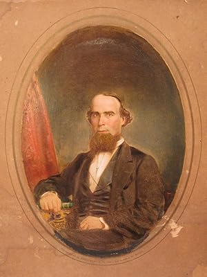 1863 CIVIL WAR ERA DAGUERREIAN PAINTED PHOTO BROADBENT CHESTNUT ST PHILADELPHIA