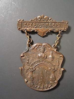 ANTIQUE 1903 CHICAGO CENTENNIAL MEDAL WAYS & MEANS STREETCARS WAGON INDIAN OLD