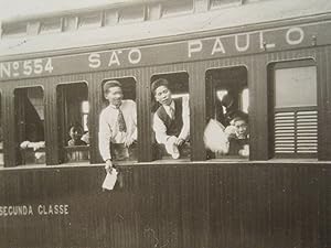 ANTIQUE 1920s CHINESE IMMIGRANTS SAO PAULO BRAZIL RAILWAY RR SECOND CLASS PHOTO