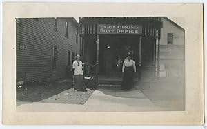 ANTIQUE VINTAGE CELORON NY VICTORIAN POST OFFICE SIGN EDWARDIAN FUN OLD PHOTO