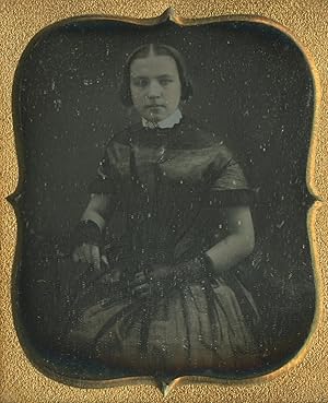 DAGUERREOTYPE AMERICAN BEAUTY 6th BARE ARMS GIRL VICTORIAN HAIRSTYLE FOLK ART LK