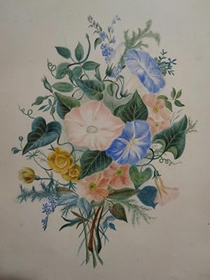 ANTIQUE 19th CENTURY AMERICAN FOLK ART PAINTING FRAME FLOWER FLORAL THEOREM