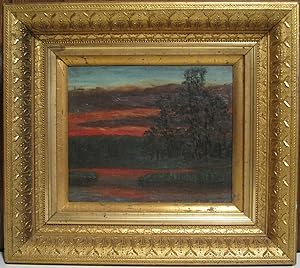ANTIQUE VICTORIAN AMERICAN TONALIST OIL ON BOARD PAINTING FINGER LAKES REGION NY