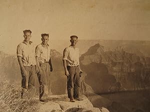 ANTIQUE VINTAGE GRAND CANYON ARTISTIC THREE AMIGOS YOUNG HANDSOME MEN OLD PHOTO