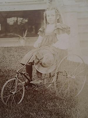 ANTIQUE VICTORIAN AMERICAN THREE WHEEL BICYCLE ANGEL CHICAGO CABINET CARD PHOTO