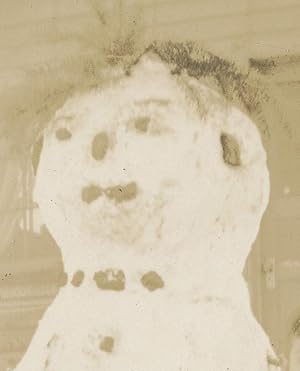 Seller image for ANTIQUE VINTAGE 1935 GROTESQUE FUNNY UNUSUAL CIGAR LESS OLD SNOWMAN WINTER PHOTO for sale by 21 East Gallery