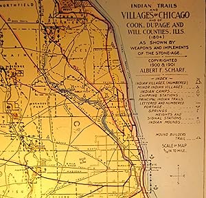 ANTIQUE MAGIC LANTERN SLIDE 1804 MAP CHICAGO IL INDIAN VILLAGES WESTERN AMERICAN