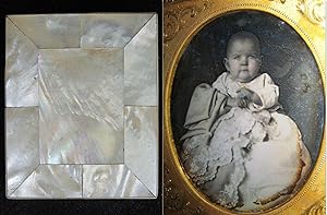 ANTIQUE AMERICAN DAGUERREOTYPE BABY ANGEL RARE MOTHER OF PEARL CASE ART PHOTO