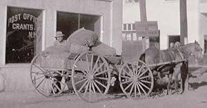 VINTAGE GRANTS NM US MAIL HORSE CART CARRIAGE POST OFFICE CONOCO RT 66 PHOTO