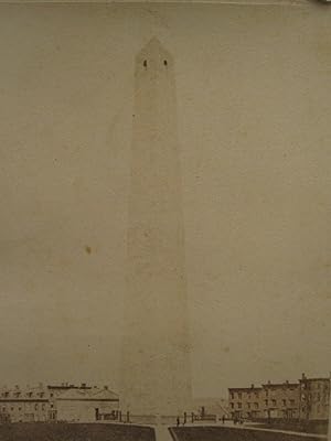 BATTLE OF BUNKER HILL MONUMENT OF REVOLUTIONARY WAR MA AMERICAN FLAG CDV PHOTO