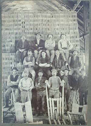 ANTIQUE BRICK MAKERS ARTISTIC EARLY AMERICAN LABOR STACKED MEN LARGE FINE PHOTO