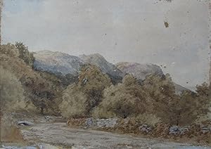 ANTIQUE 1867 WALES UK BETTWS-Y-COED WATERCOLOR FINE ART MOUNTAIN STONE PAINTING