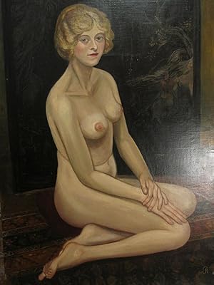 Seller image for ANTIQUE AMERICAN IMPRESSIONIST PAINTING NUDE LADY ORIENTAL CHINESE BACKGROUND NY for sale by 21 East Gallery